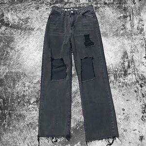 SONG 90’s Boyfriend Jeans, Black Denim, High Rise